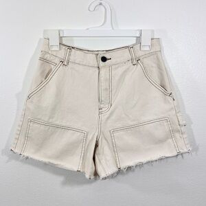 PacSun Off-White Cotton Shorts Size 28 Raw Frayed Hem High Rise